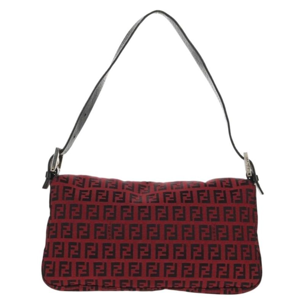 Fendi Baguette Zucchino Canvas Red Canvas Handbag - Picture 2 of 16